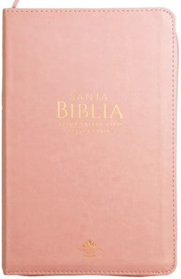 Biblia RVR 1960 Letra Grande Tamaño Manual Símil Piel Rosada con Índice con Cierre con Cierre