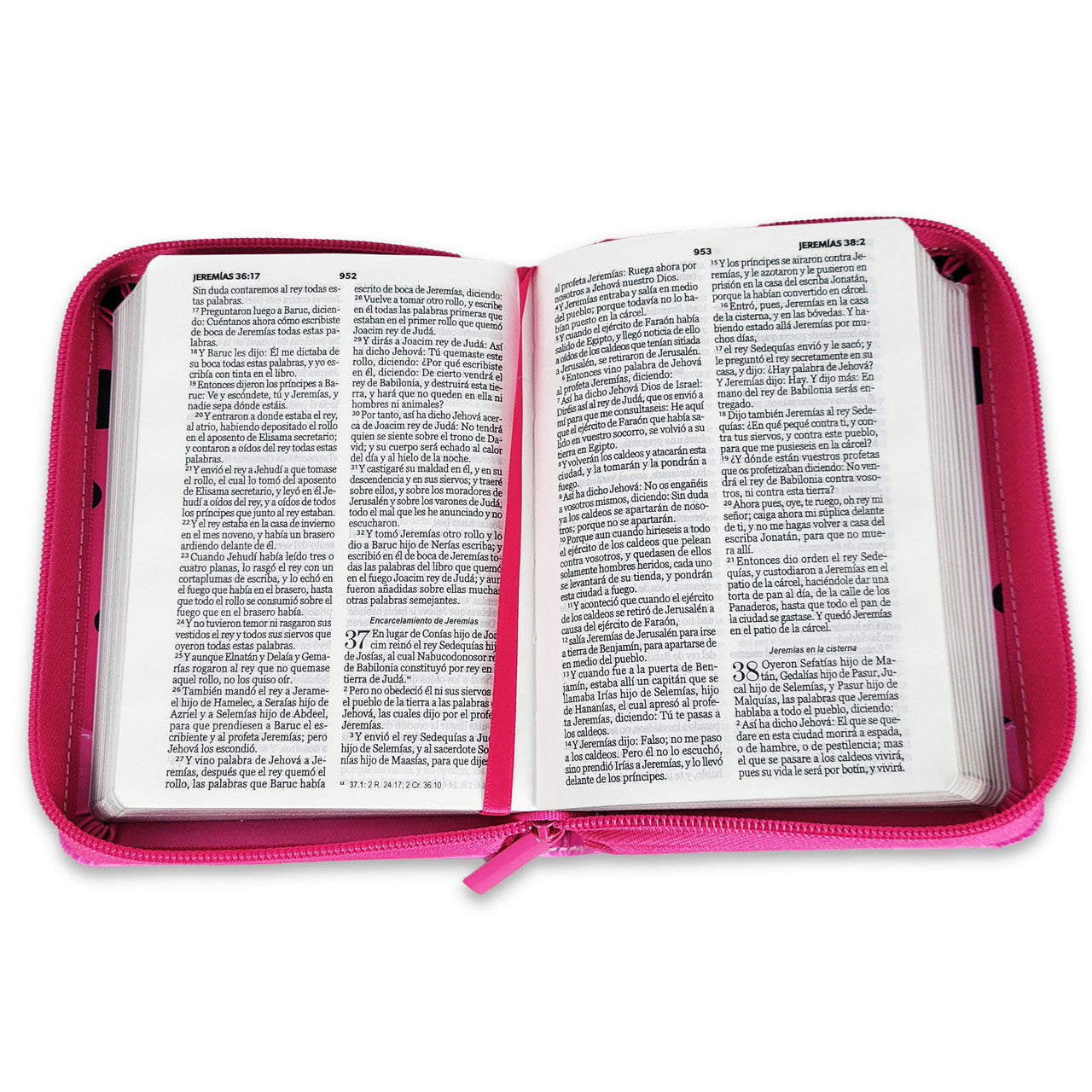 Biblia de Bolsillo con Cierre RV1960 imit piel fuscia mariquita con topos 8 puntos
