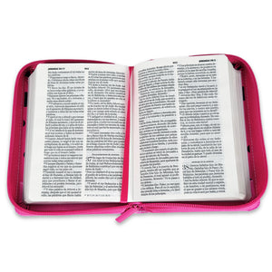 Biblia de Bolsillo con Cierre RV1960 imit piel fuscia mariquita con topos 8 puntos