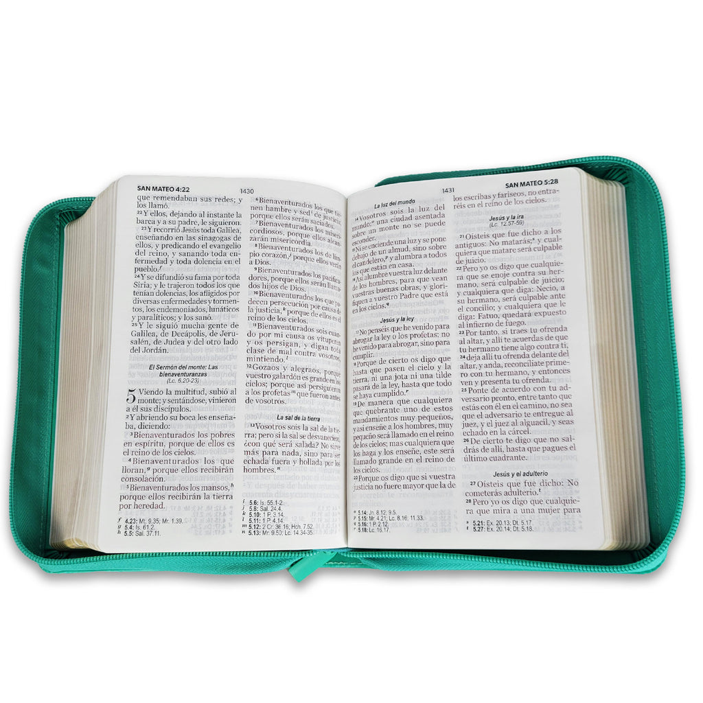 Biblia con Cierre Compacta 11 puntos RV1960, imit piel turquesa