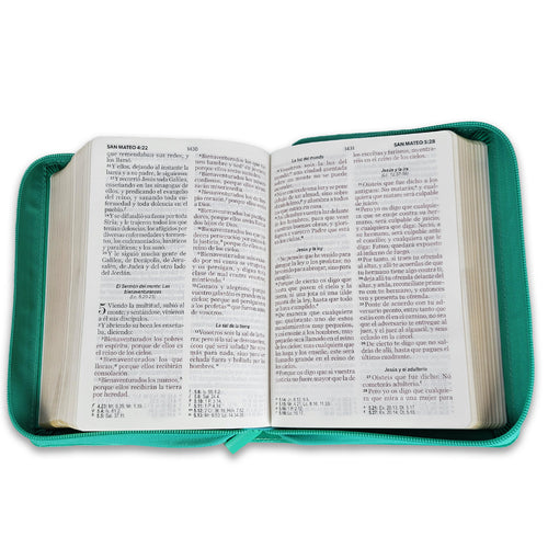 Biblia con Cierre Compacta 11 puntos RV1960, imit piel turquesa