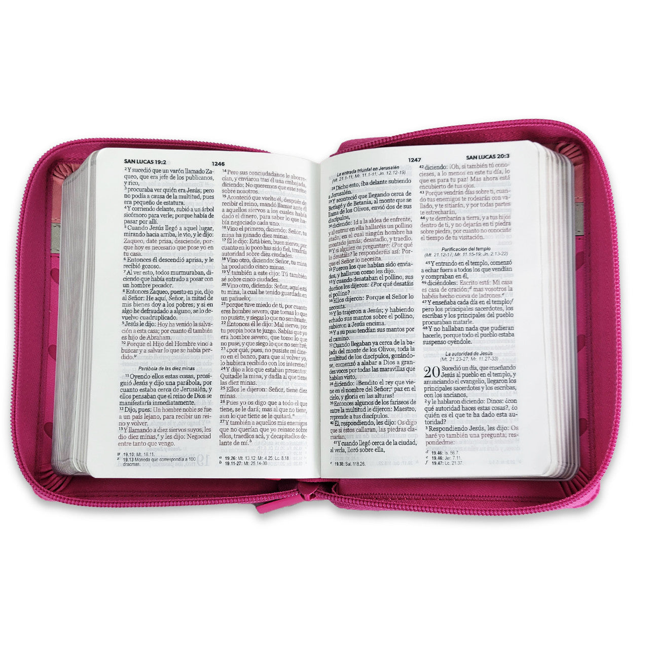 Biblia de Bolsillo con Cierre RV1960 imit fucsia/blanco/rosa con corazones