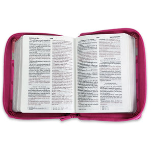 Biblia de Bolsillo con Cierre RV1960 imit fucsia/blanco/rosa con corazones