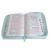 Biblia con Cierre Portátil 12 puntos RV1960, imit piel flores azul con índice y canto floral