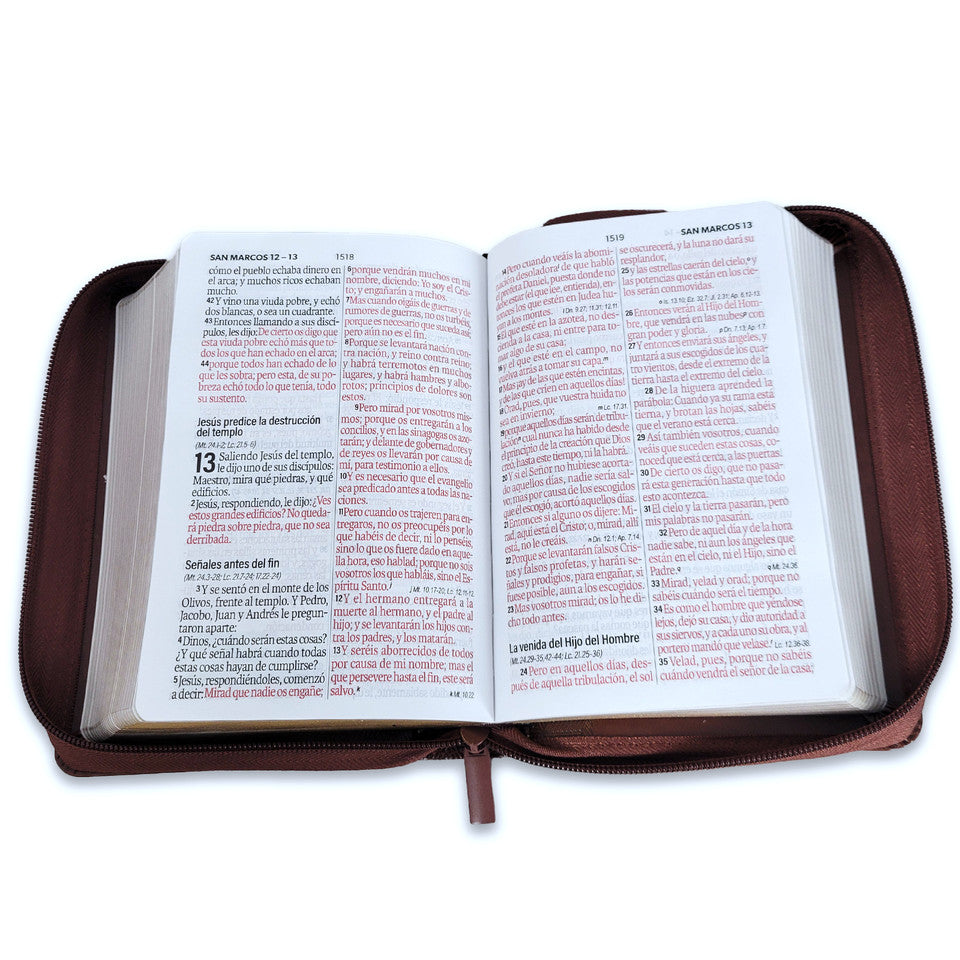 Biblia con Cierre Portátil 12 puntos RV1960, imit piel café geométrico