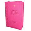 Biblia con Cierre Portátil 12 puntos RV1960, imit piel fucsia floral