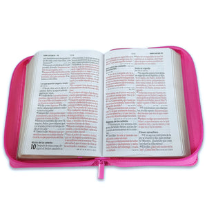 Biblia con Cierre Portátil 12 puntos RV1960, imit piel fucsia floral