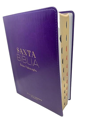 Biblia Letra Súper Gigante 19 puntos Reina valera 1960 imit piel lila clasica con indice