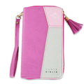 Biblia Chequera para Mujeres RV1960 con indice rosada/fucsia pequeña con lazo y agarradera de mano Imitation Leather