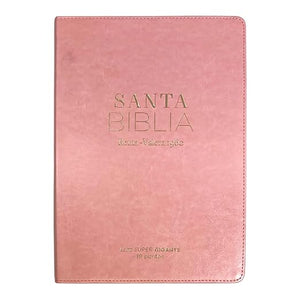 Biblia RVR 1960 Letra Súper Gigante Símil Piel Rosa