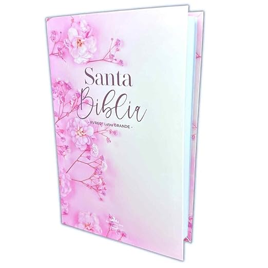 Biblia RVR 1960 Letra Grande 12.5 puntos Tamaño Manual Tapa Flex Flores Rosas