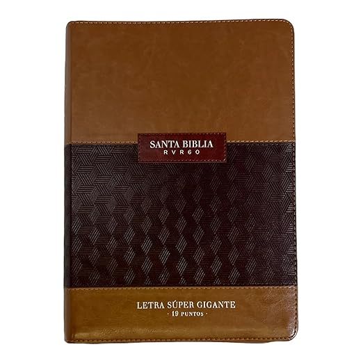 Biblia RVR 1960 Letra Súper Gigante Símil Piel Duotone Café Café con Índice con Cierre