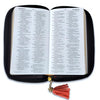 Biblia Chequera para Mujeres RV1960 coral y gris pequeña con lazo y agarradera de mano