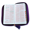 Biblia Chequera para Mujeres RV1960 con indice lila/gris pequeña con lazo y agarradera de mano Imitation Leather