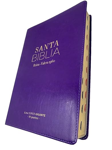 Biblia Letra Súper Gigante 19 puntos Reina valera 1960 imit piel lila clasica con indice