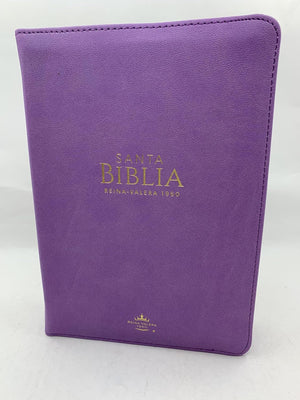 Biblia Tamaño Portátil Letra Grande 11 Puntos Rv1960 lila clásica con cierre