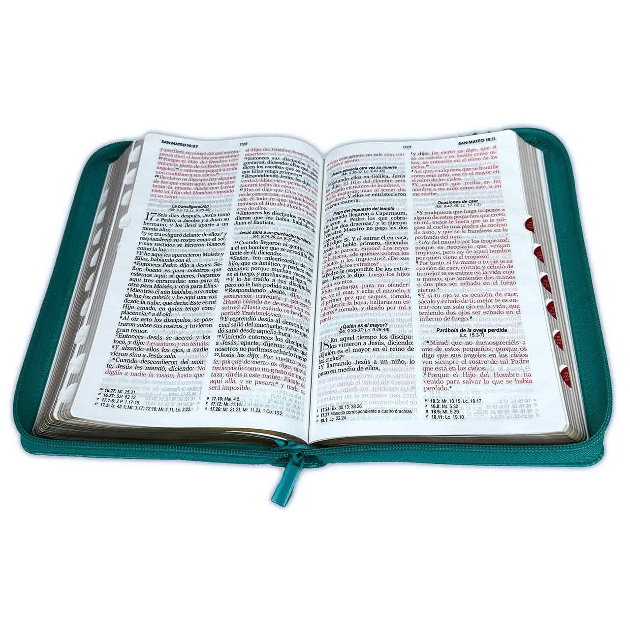 Biblia con Cierre Letra Grande 12 puntos para Mujer RV1960 imit piel turquesa con índice