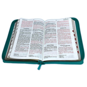 Biblia con Cierre Letra Grande 12 puntos para Mujer RV1960 imit piel turquesa con índice