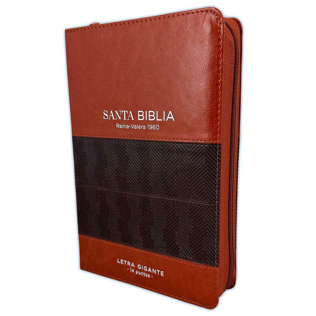 Biblia con Cierre Letra Gigante Manual 14 puntos RV1960 imit piel café con índice