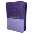 Biblia RVR60 Imit Piel Lila/Flores Cierre Índice Bolsillo [Biblia Compacta]