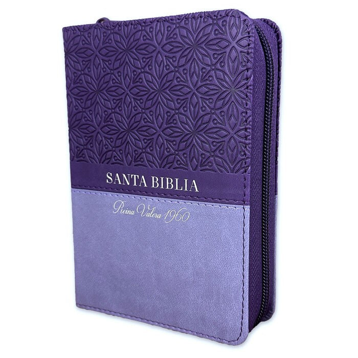 Biblia RVR60 Imit Piel Lila/Flores Cierre Índice Bolsillo [Biblia Compacta]