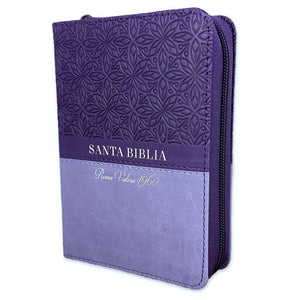Biblia RVR60 Imit Piel Lila/Flores Cierre Índice Bolsillo [Biblia Compacta]