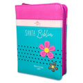 Biblia de Bolsillo con Cierre RV1960 imit fucsia/rosa/turquesa