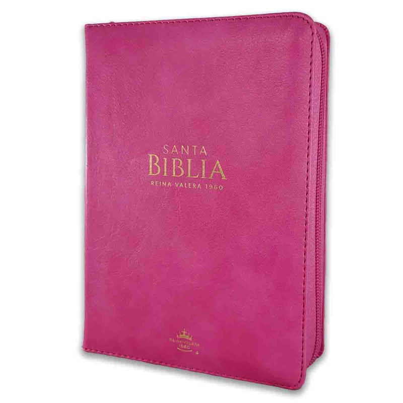 Biblia RV1960 compacta con Cierre Letra 12 puntos imitación piel fucsia