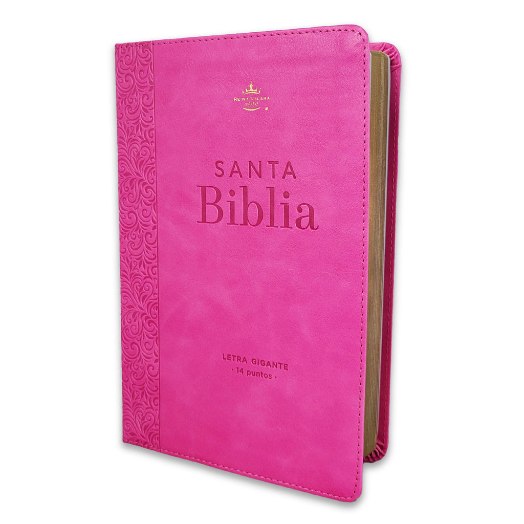 Biblia Letra Gigante Manual 14 puntos RV1960 imit piel rosa geométrico