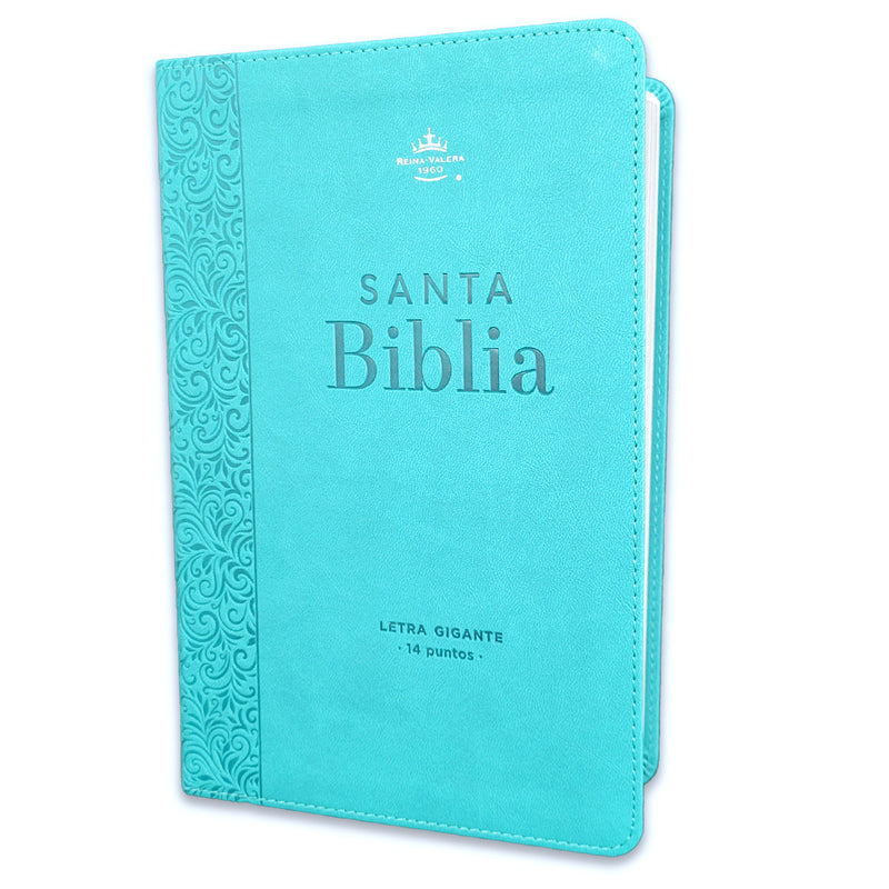 Biblia Letra Gigante Manual 14 puntos RV1960 imit piel turquesa geométrico