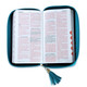 Biblia Chequera RV1960, imit. piel turquesa y blanco con índice