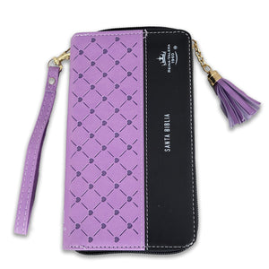 Biblia Chequera RV1960, imit. piel lila y negro