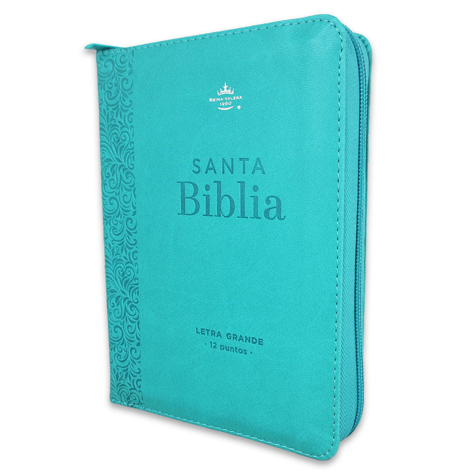 Biblia con Cierre Portátil 12 puntos RV1960, imit piel turquesa floral