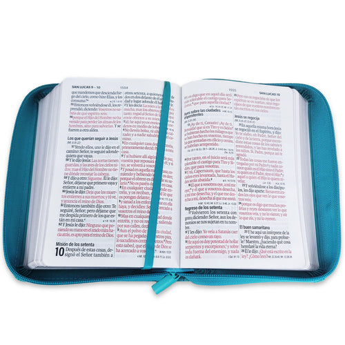 Biblia con Cierre Portátil 12 puntos RV1960, imit piel turquesa floral