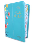 Biblia RVR60 035c PJR CP Flores turquesa Tamaño Compacto
