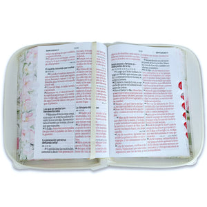 Biblia con Cierre Portátil 12 puntos RV1960, imit piel flores en primavera con índice y canto floral