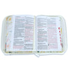 Biblia con Cierre Portátil 12 puntos RV1960, imit piel blanco flores con índice y canto floral