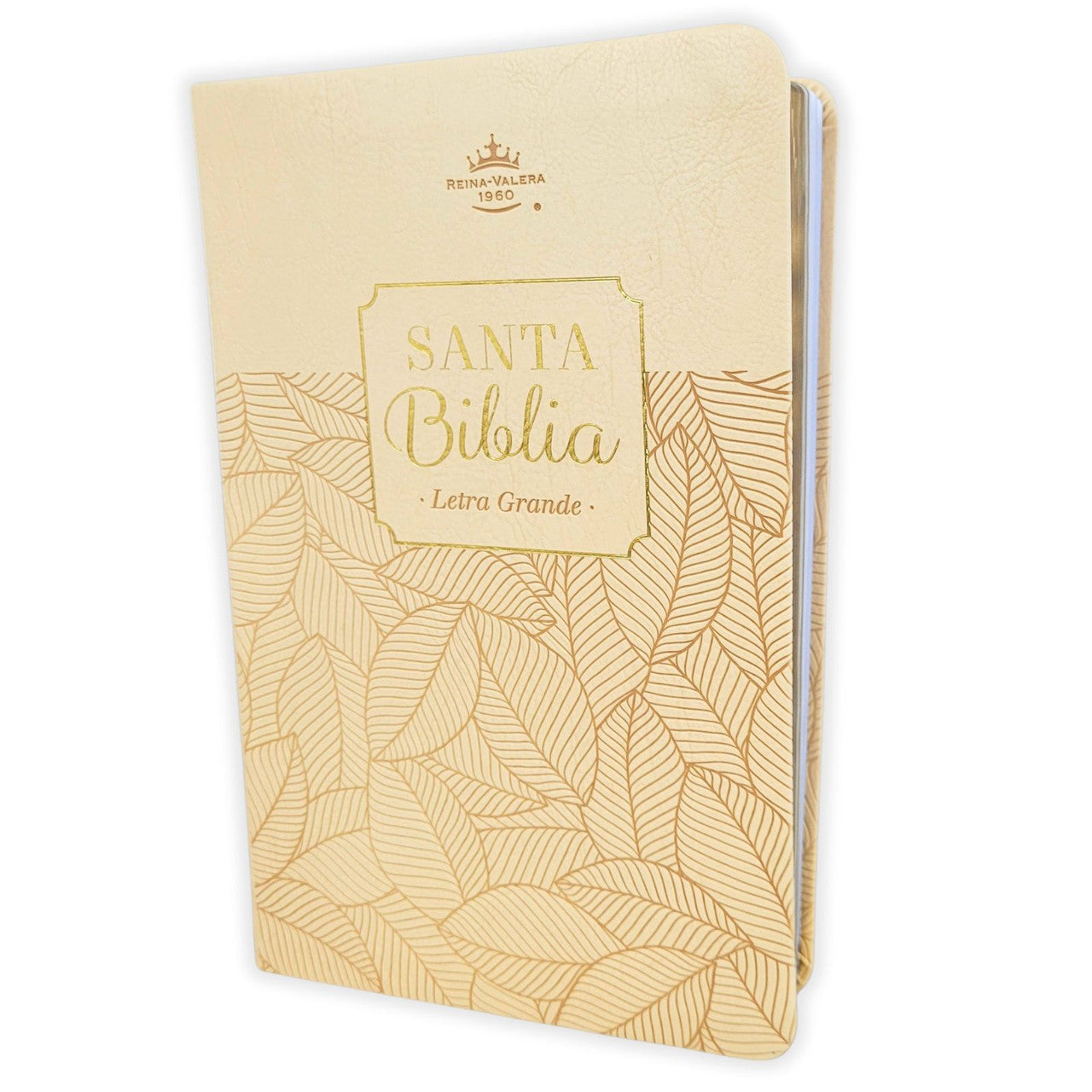 Biblia RVR60c Beige Hojas/ Canto Pintado