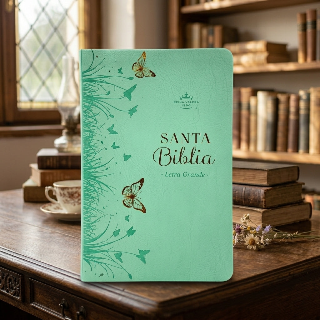 Biblia RVR60c Turquesa Mariposa
