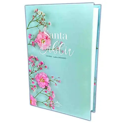 Biblia RVR60 Letra Grande para Mujer Tapa flexible turquesa floral