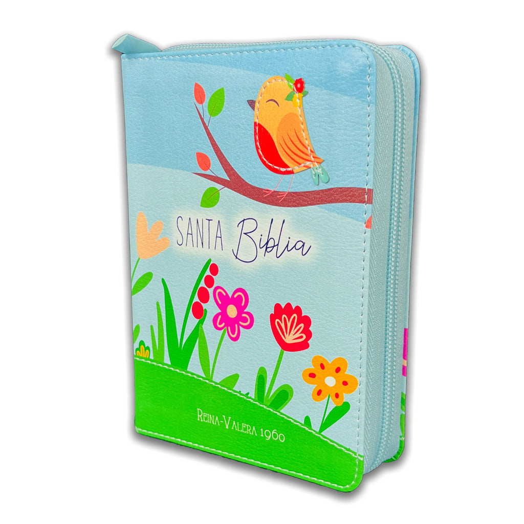 Biblia de Bolsillo con Cierre RV1960 imit piel azul pájaro