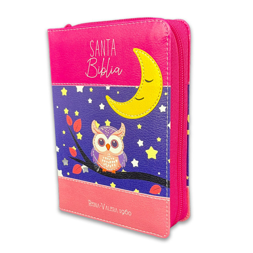 Biblia de Bolsillo con Cierre RV1960 imit piel fuscia búho
