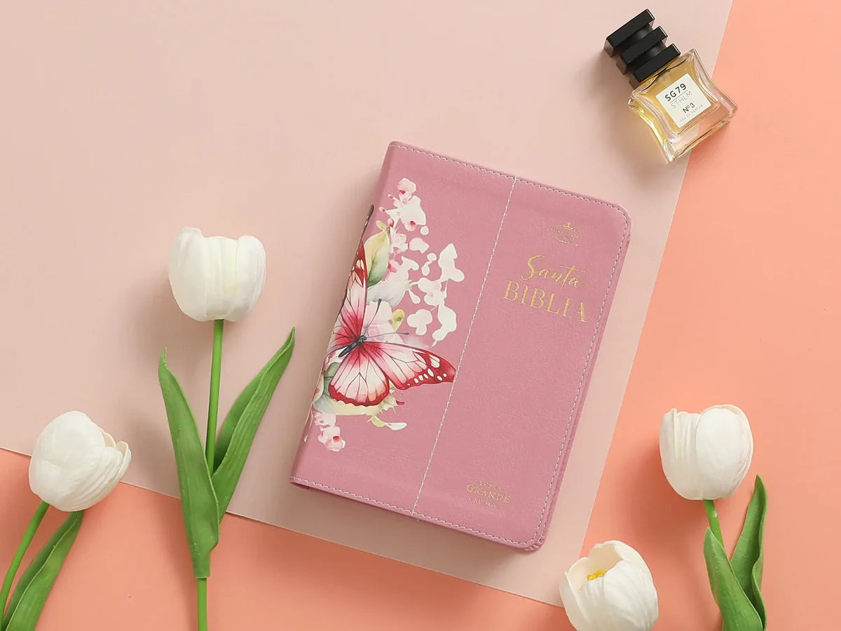Biblia RVR60 035c PJR CP Flores rosas Tamaño Compacto