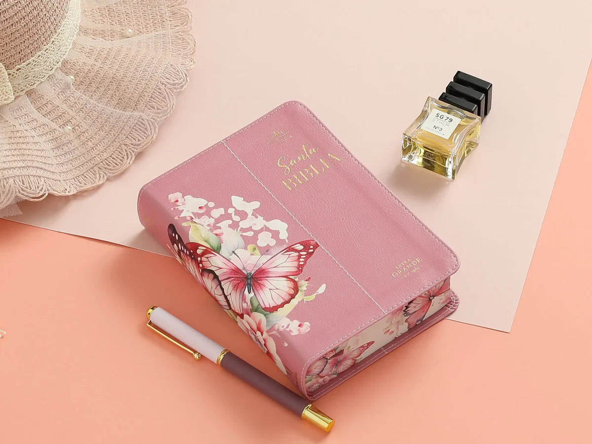 Biblia RVR60 035c PJR CP Flores rosas Tamaño Compacto