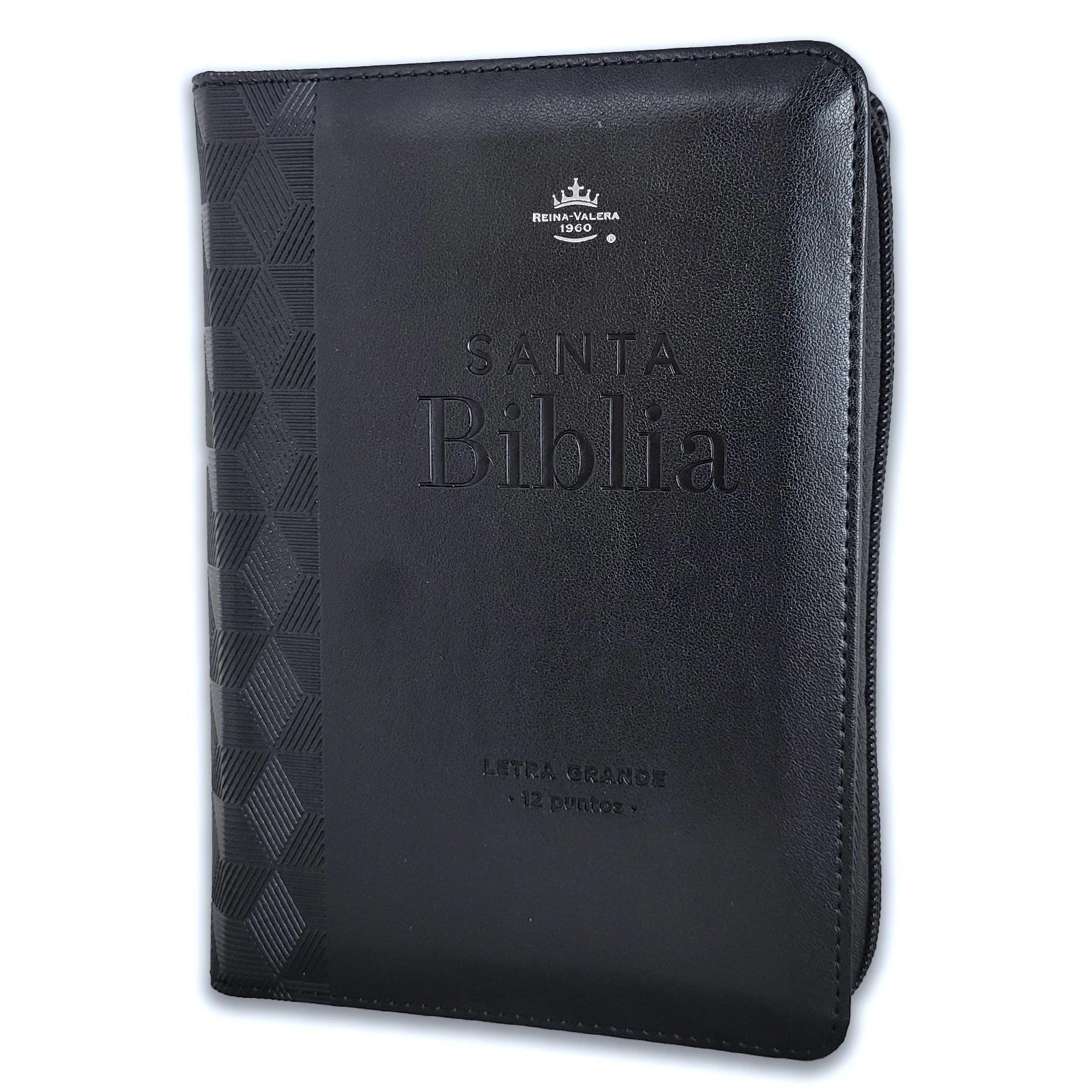 Biblia con Cierre Portatil 12 puntos RV1960 imitacion piel negro geometrico