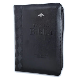 Biblia con Cierre Portatil 12 puntos RV1960 imitacion piel negro geometrico