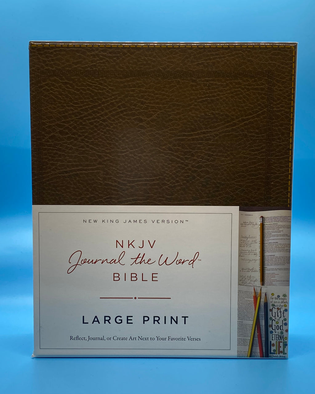 NKJV, Journal the Word Bible, Large Print, Bonded Leather, Brown, Red Letter Edition